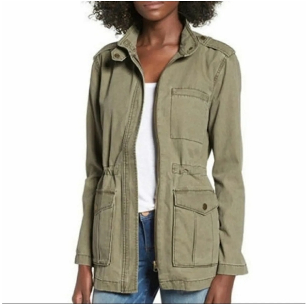 BP for Nordstrom Women's Olive Green Cotton Utility Anorak Jacket szS